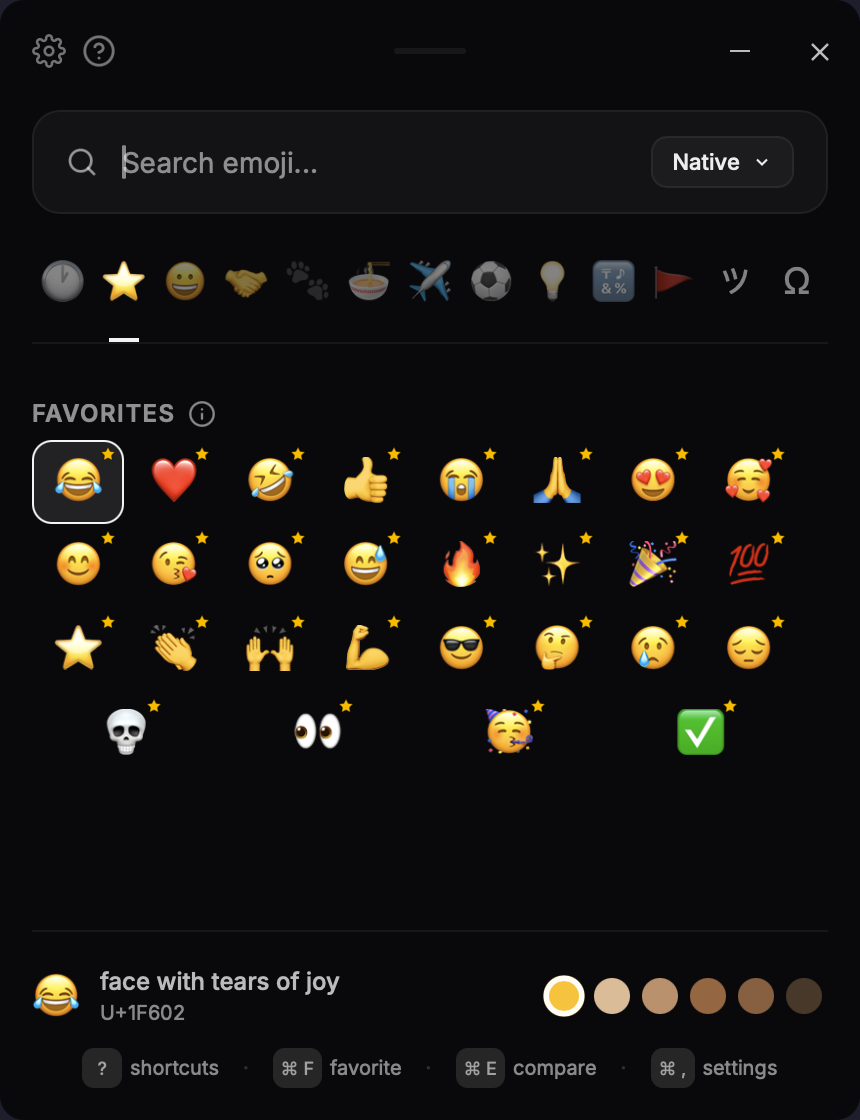 Favorites tab