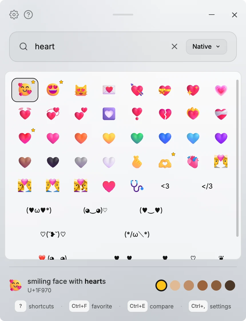 Search emoji by typing