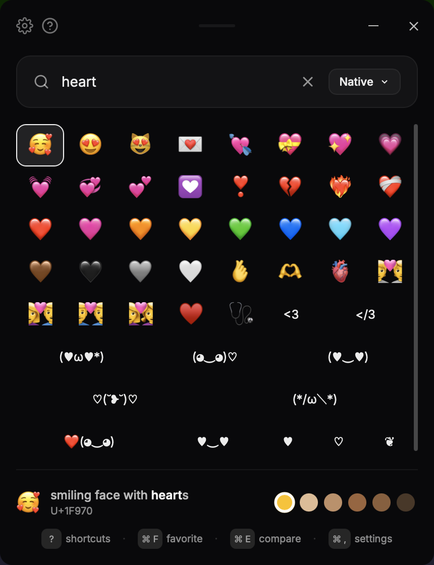 Search emoji by typing