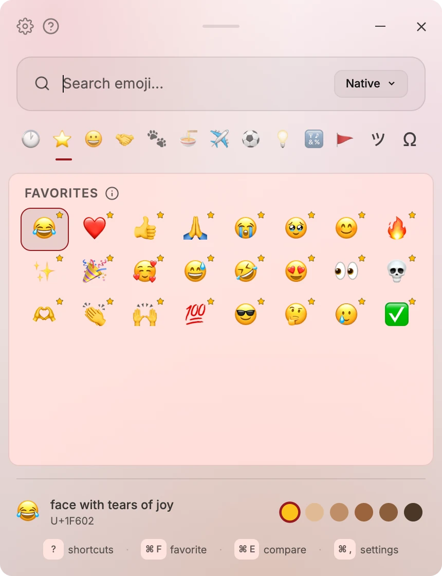 Easymoji in the Rose theme